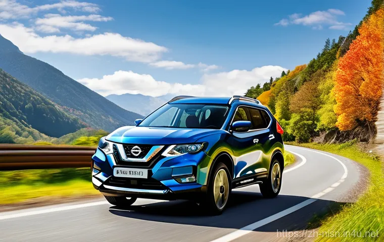 니산 로그와 닛산 리프의 트림별 차이 - **Nissan X-Trail (Petrol) - Dynamic Family Adventure:**
A highly realistic and detailed image of...