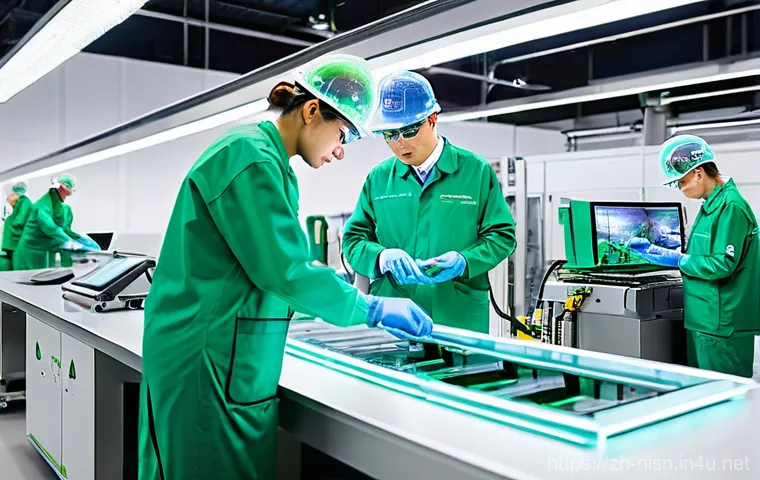 니산 리프의 친환경 인증 - **Prompt 1: The Green Heart of Innovation**
    "A vibrant and high-tech manufacturing facility. In ...